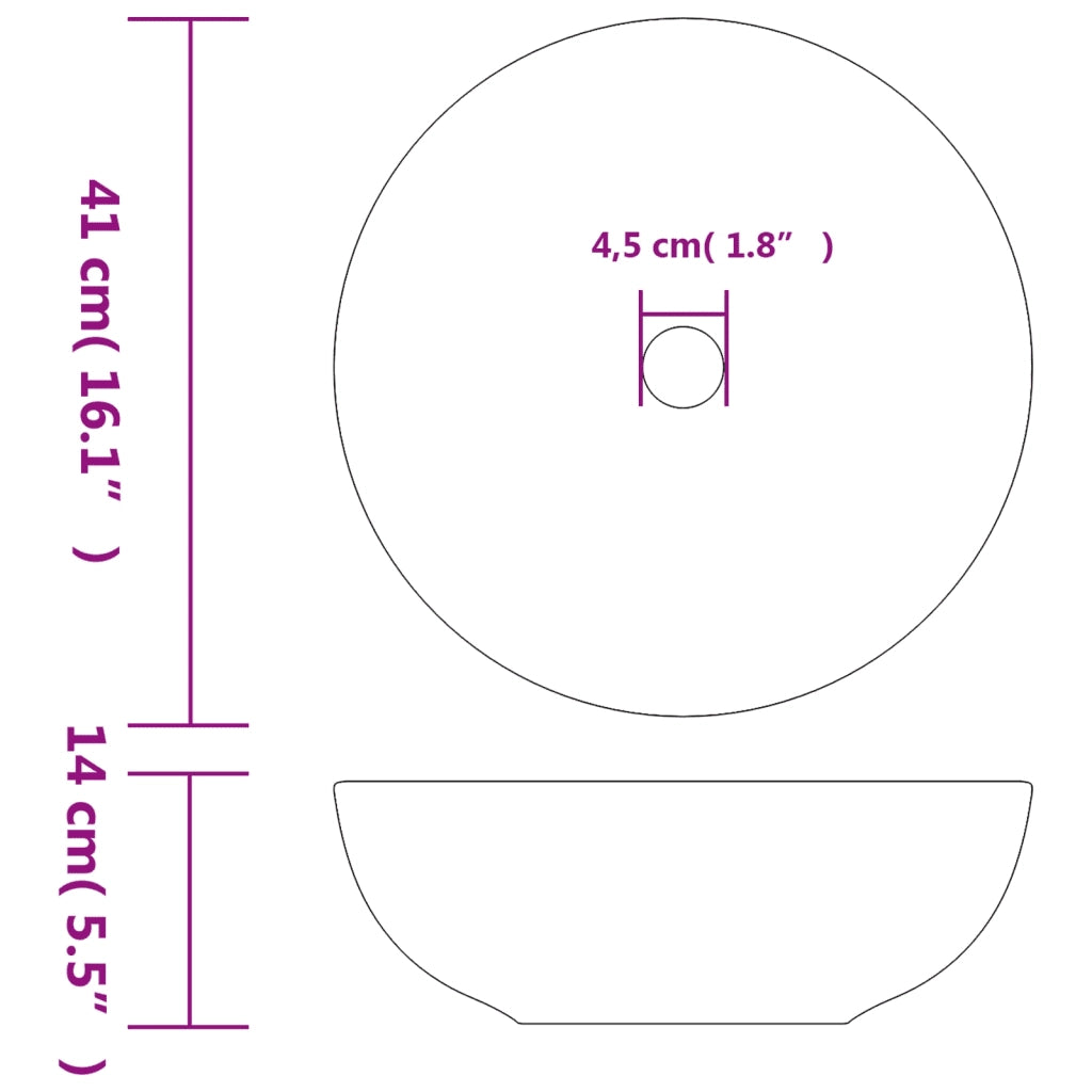 Lavabo da Appoggio Multicolore Rotondo ¦µ41x14 cm Ceramica CFW8735108