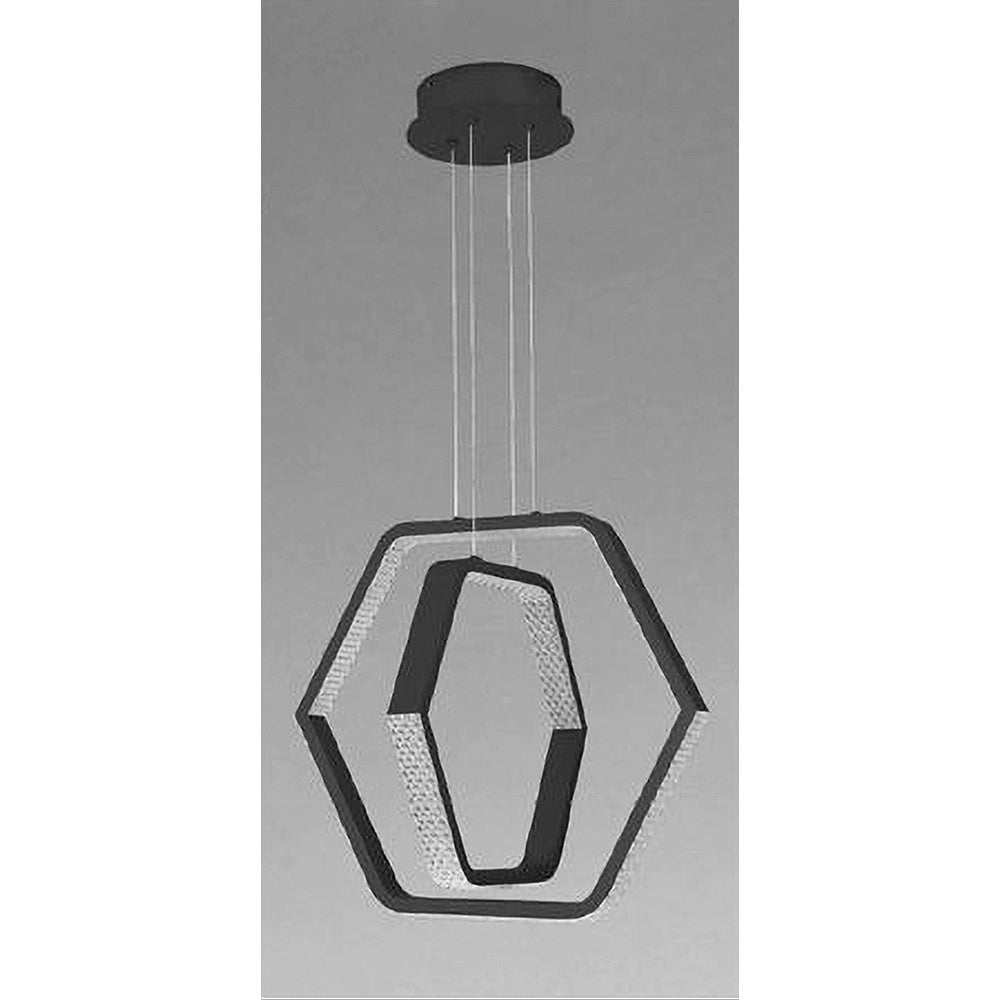 Trade Shop - Lampadario A Sospensione Led 48 W Esagonale Effetto Cristallo Moderno Nero 31845 -