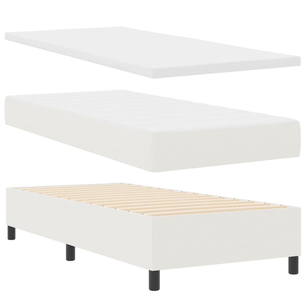 Letto con Box Spring e Materasso Panna 100x200 cm Tessuto a Coste