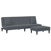 Set di Divani 2 pz con Cuscini Grigio Scuro in Velluto
