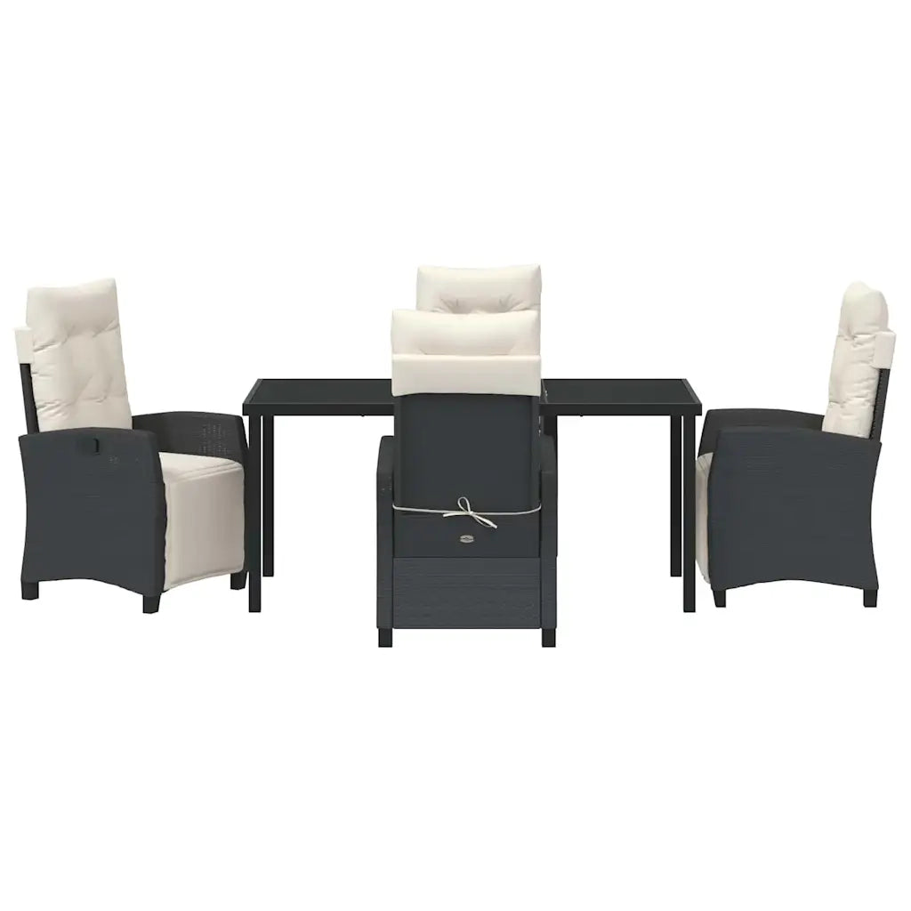 Set da Pranzo per Giardino con cuscino 5 pcs Nero polyrattan 3380417