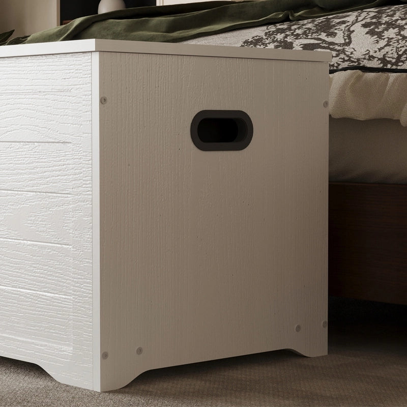 GRANDE CASSA DI LEGNO PER CONSERVARE Coperte BIANCA BAULETTO PER BIANCHERIA DA LETTO LOFT