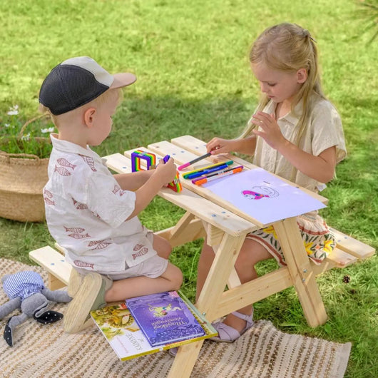 Tavolo da picnic per bambini in legno L81xL60xA50 cm - Timbela M012-1