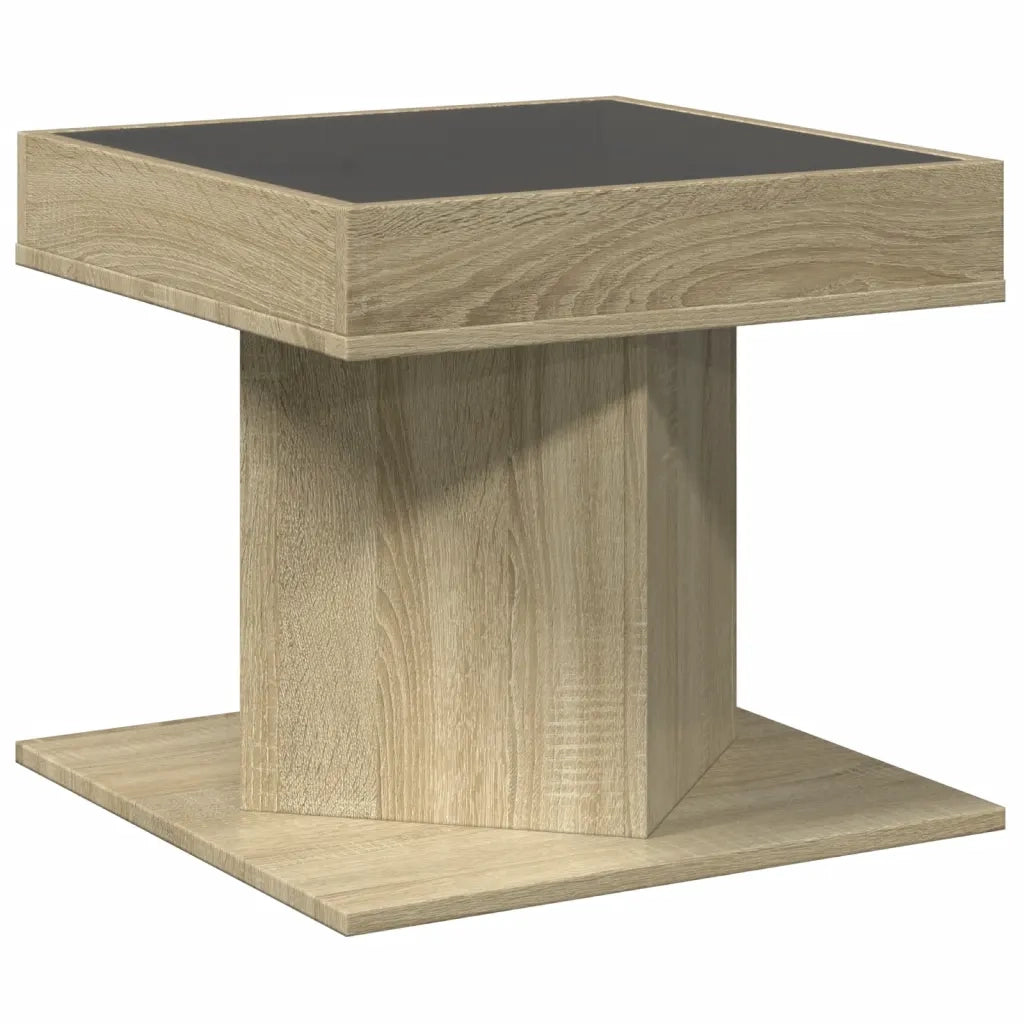 Tavolino salotto | Tavolino da caff¨¨ | Tavolino da Soggiorno con LED Rovere Sonoma 50x50x45 cm Multistrato