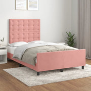 Giroletto con Testiera-Struttura Letto con testiera Rosa 120x200 cm in Velluto 119676