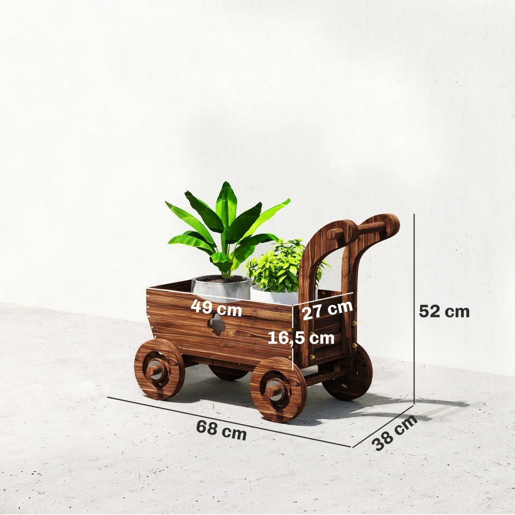 Fioriera Rialzata Giardino in Legno con Ruote ¨C zephmum ¨C 68x38x52 cm