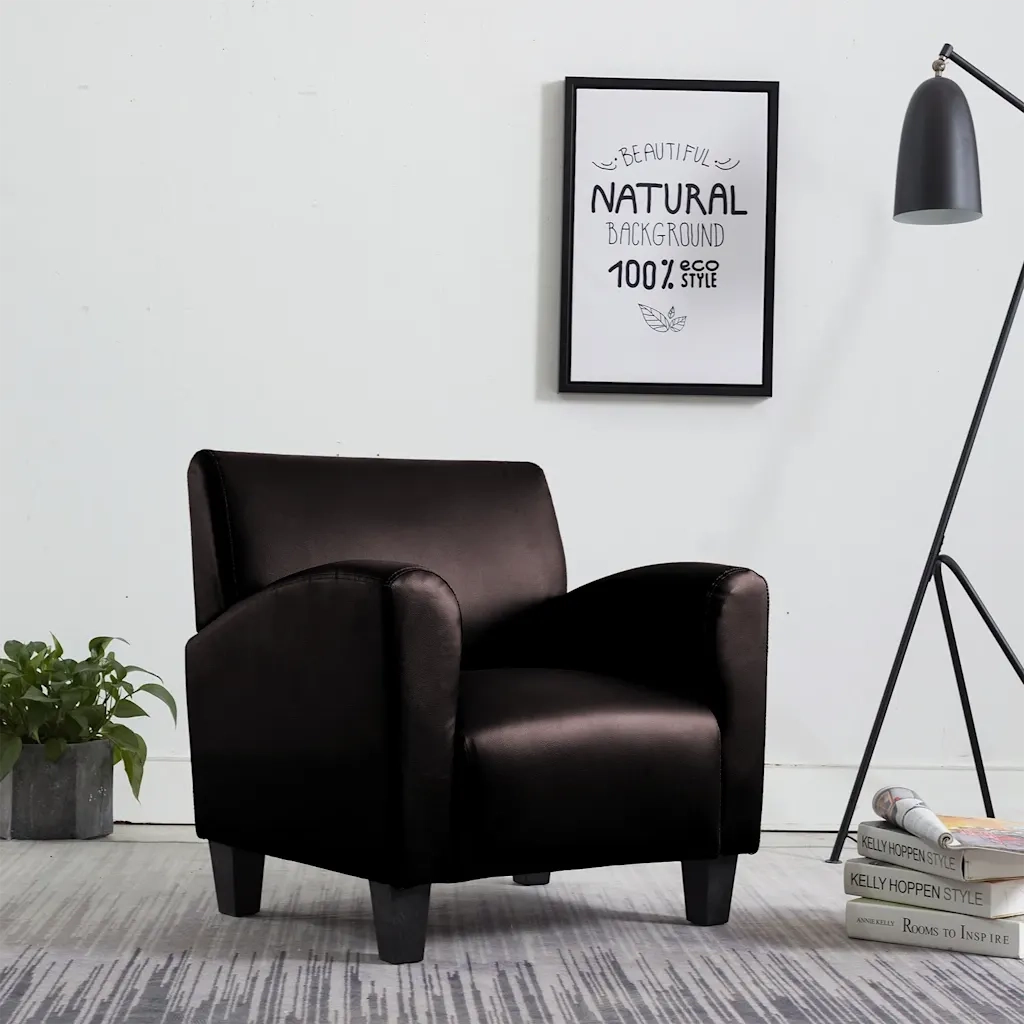 Poltrona-Divano Sedia-Poltroncina Marrone Scuro in Similpelle