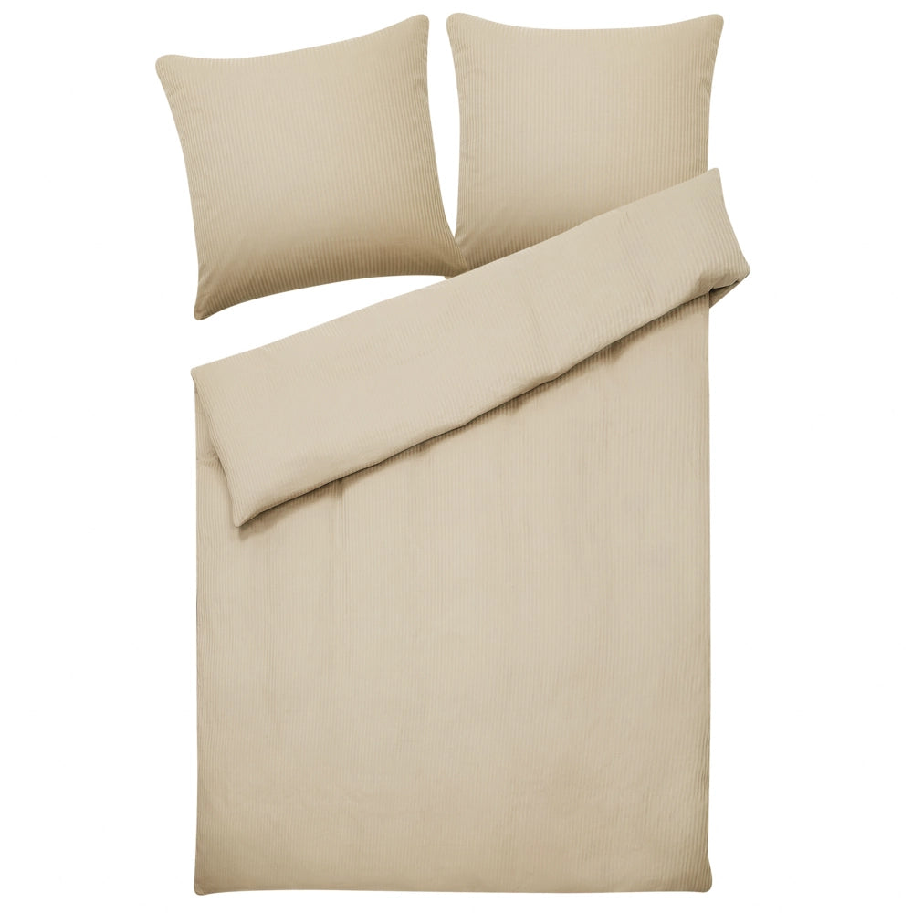Set di biancheria da letto 155 x 200 cm in cotone a tinta unita beige
