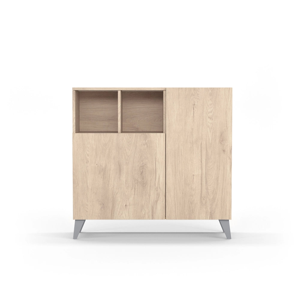 Scarpiera Herdasa effetto rovere chiaro gambe grigie 87x90x27
