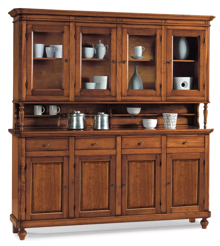 Cristalliera 4 ante napoletana legno massello finitura elite 196 p.43 h.205 - Mobili 2G