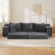 DIVANO Letto modulabile 273x98x87 cm in velluto a coste grigio scuro
