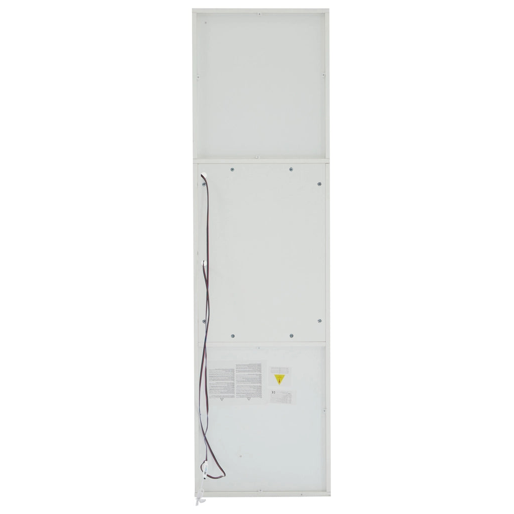 Vetrina con LED e 1 ripiano in vetro, anta lucida, per soggiorno e ufficio, truciolare bianco, 45 × 35 × 160 cm