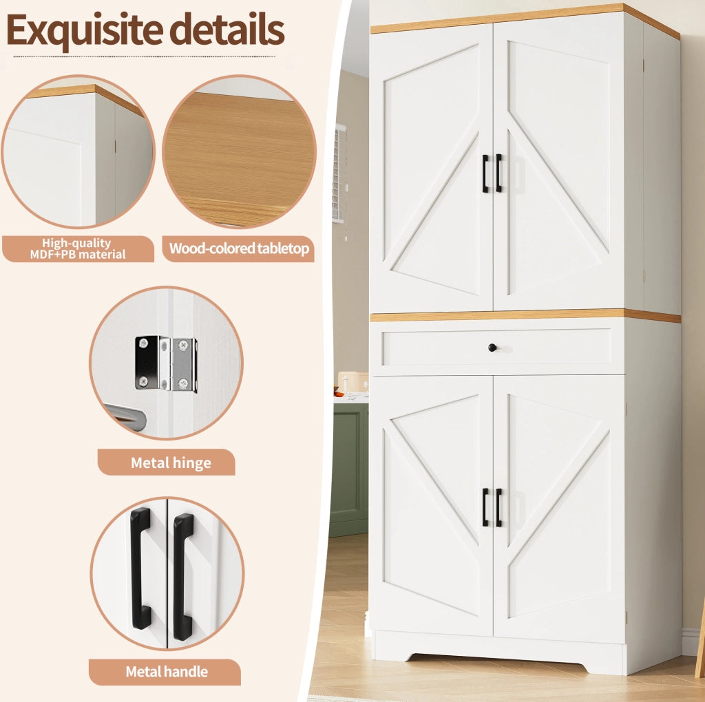 ARMADIO DA CUCINA 80x40x180 cm Bianco in MDF con ripiani aperti e cassetti