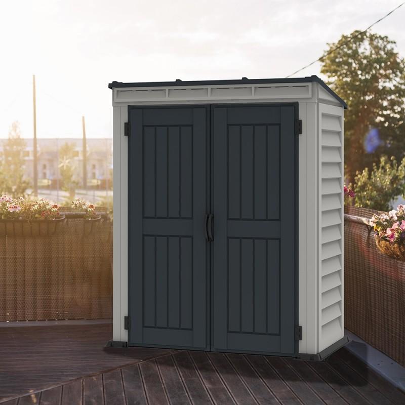 Casetta da Giardino Porta Attrezzi 91x170x202 cm in PVC Grigio/Grigio Scuro