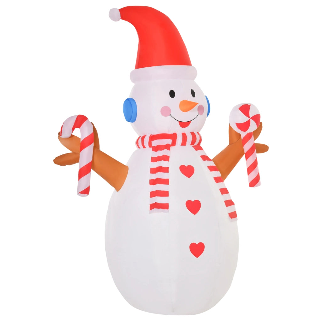 EasyComfort Pupazzo di Neve Gonfiabile 240cm, Decorazione Natalizia per Esterno con Luci a LED in Poliestere Impermeabile IP44
