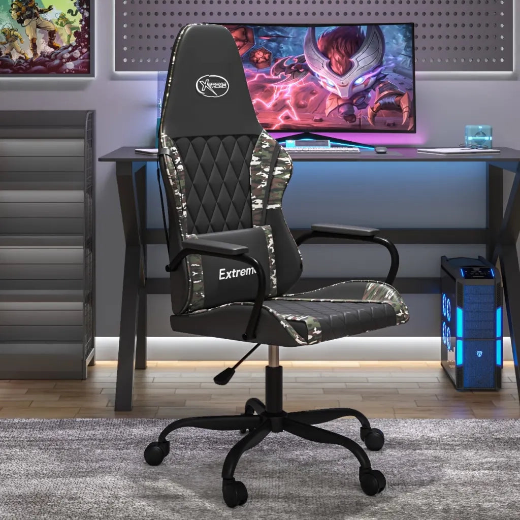 Sedia da Gaming | Sedia da e-sports Nero e Mimetico in Similpelle