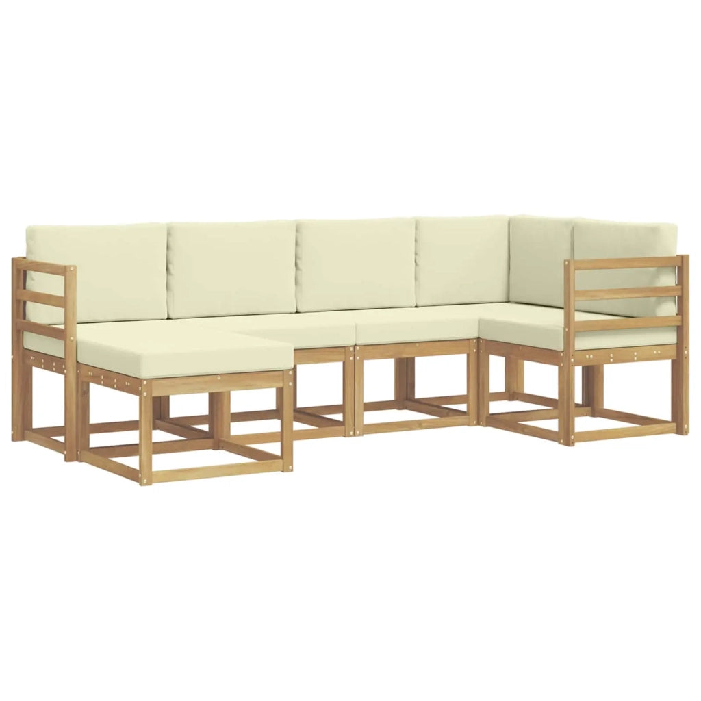 Set di divani da esterno 6 pz Bianco e Crema Poliestere 3387859