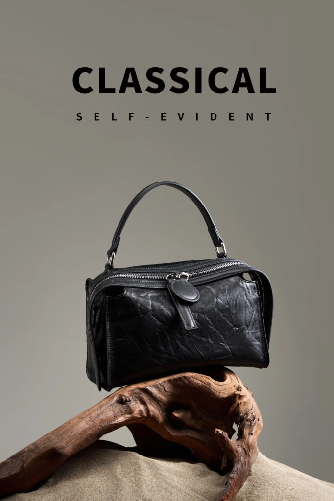 Borsa a tracolla da donna in vera pelle, nera