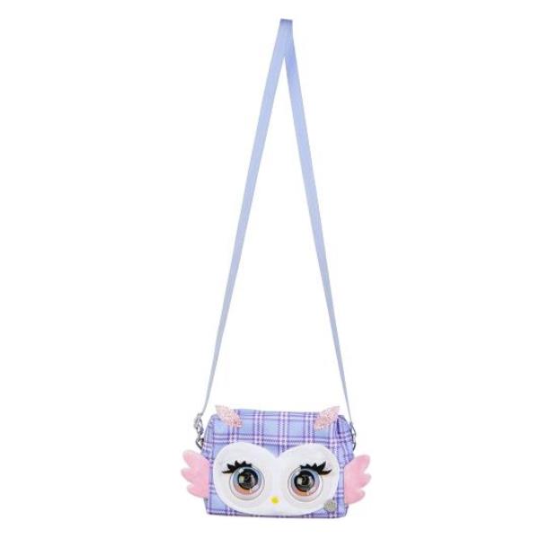 Purse pets , print perfect hoot couture owl, animale giocattolo e borsa interattiva con oltre 30 effetti sonori e reazioni, giocattoli per bambine dai 5 anni in su - 6064118