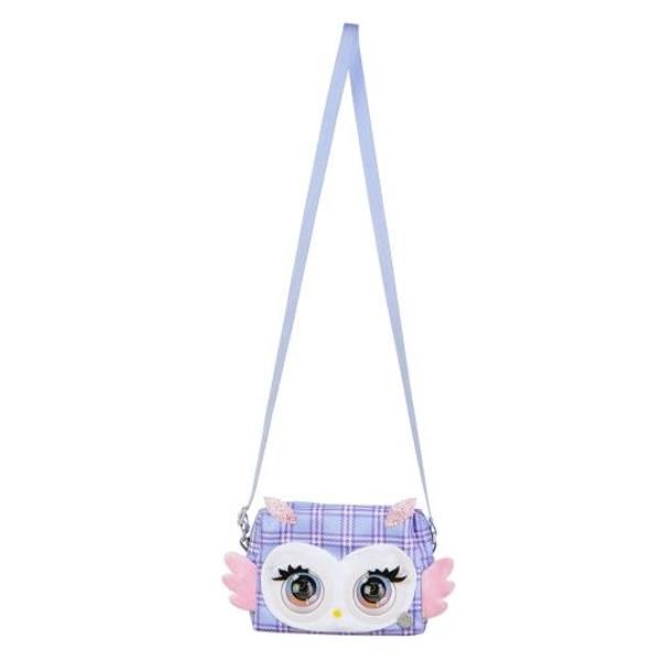 Purse pets , print perfect hoot couture owl, animale giocattolo e borsa interattiva con oltre 30 effetti sonori e reazioni, giocattoli per bambine dai 5 anni in su - 6064118