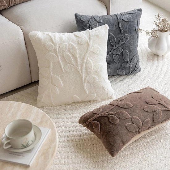 Decorazione per Camera a Piume 3 Stucchi Preppy per Letto o Bancarella (45x45cm, Bianco Caffè Grigio)