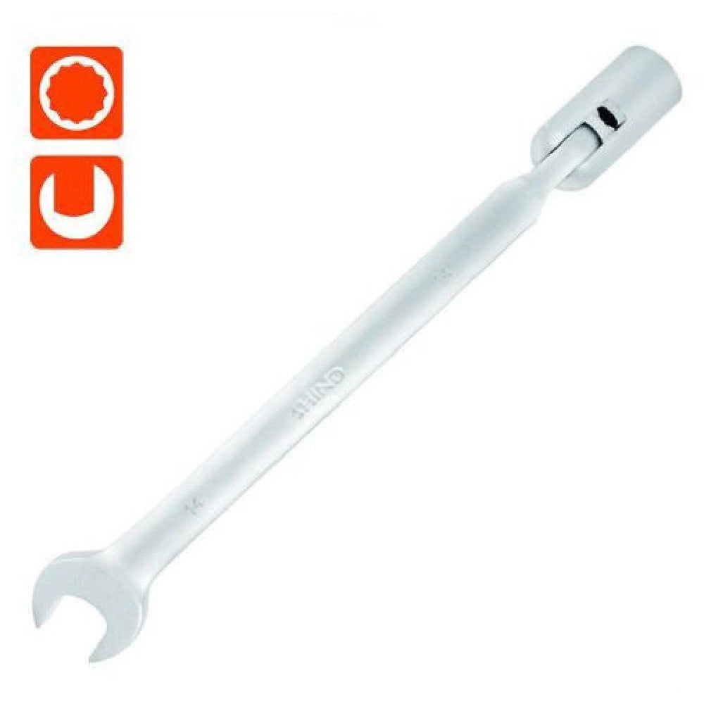 Trade Shop - Chiave Combinata 14mm Fissa E A Bussola Poligonale Con Snodo Cromo Vanadio 97562 -