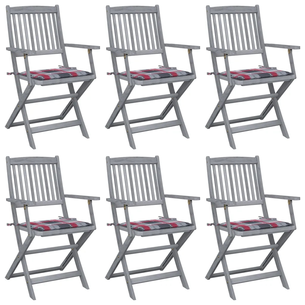 Sedie da Giardino Pieghevoli 6 pz con Cuscini Massello Acaciacod mxl 69687