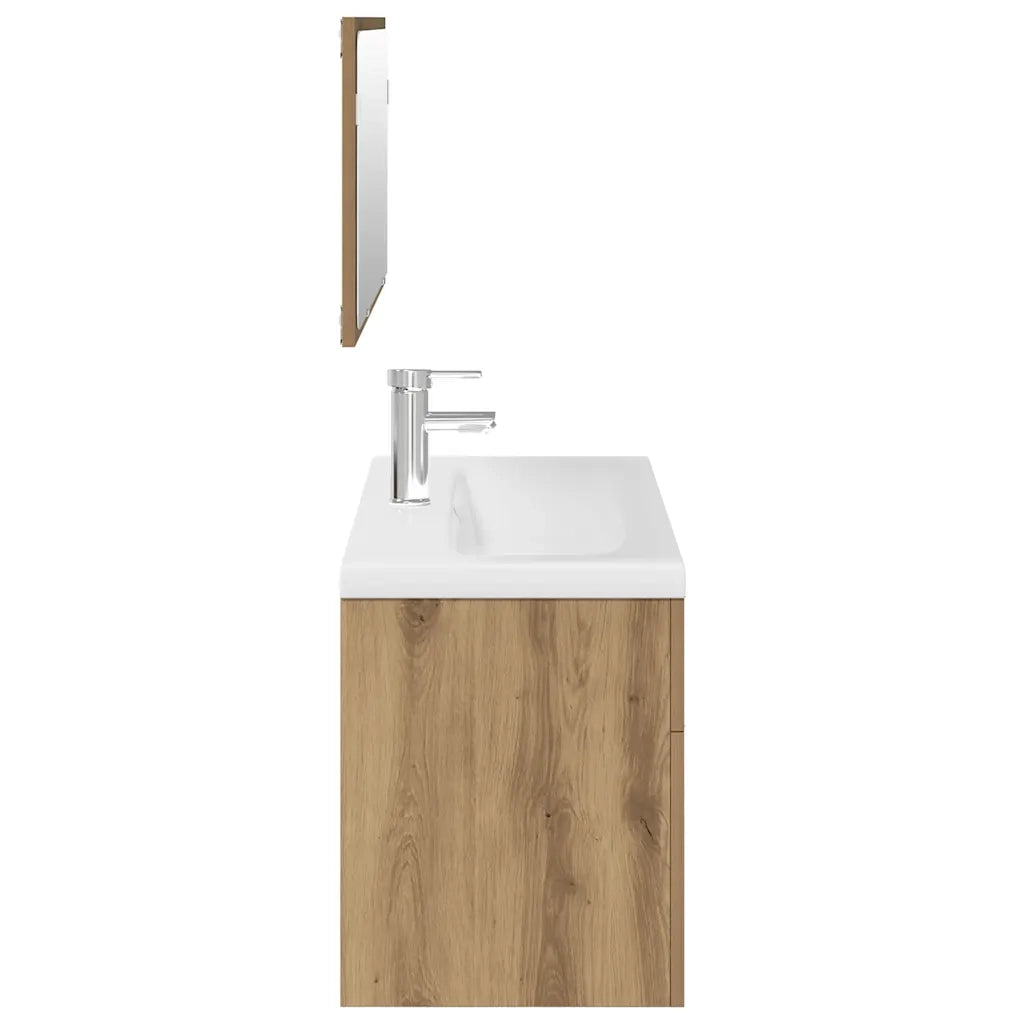 vidaXL Set Mobili da Bagno 3 pz Rovere Artigianale Legno Multistrato