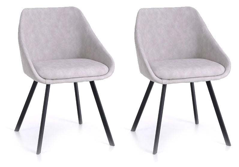 Set 2 Sedie 51x44x77 cm in Similpelle Grigio Melange