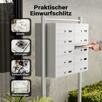 Cassetta postale condominiale autoportante 10 posti, bianco, 2 moduli 945 x 270 x 1500 mm