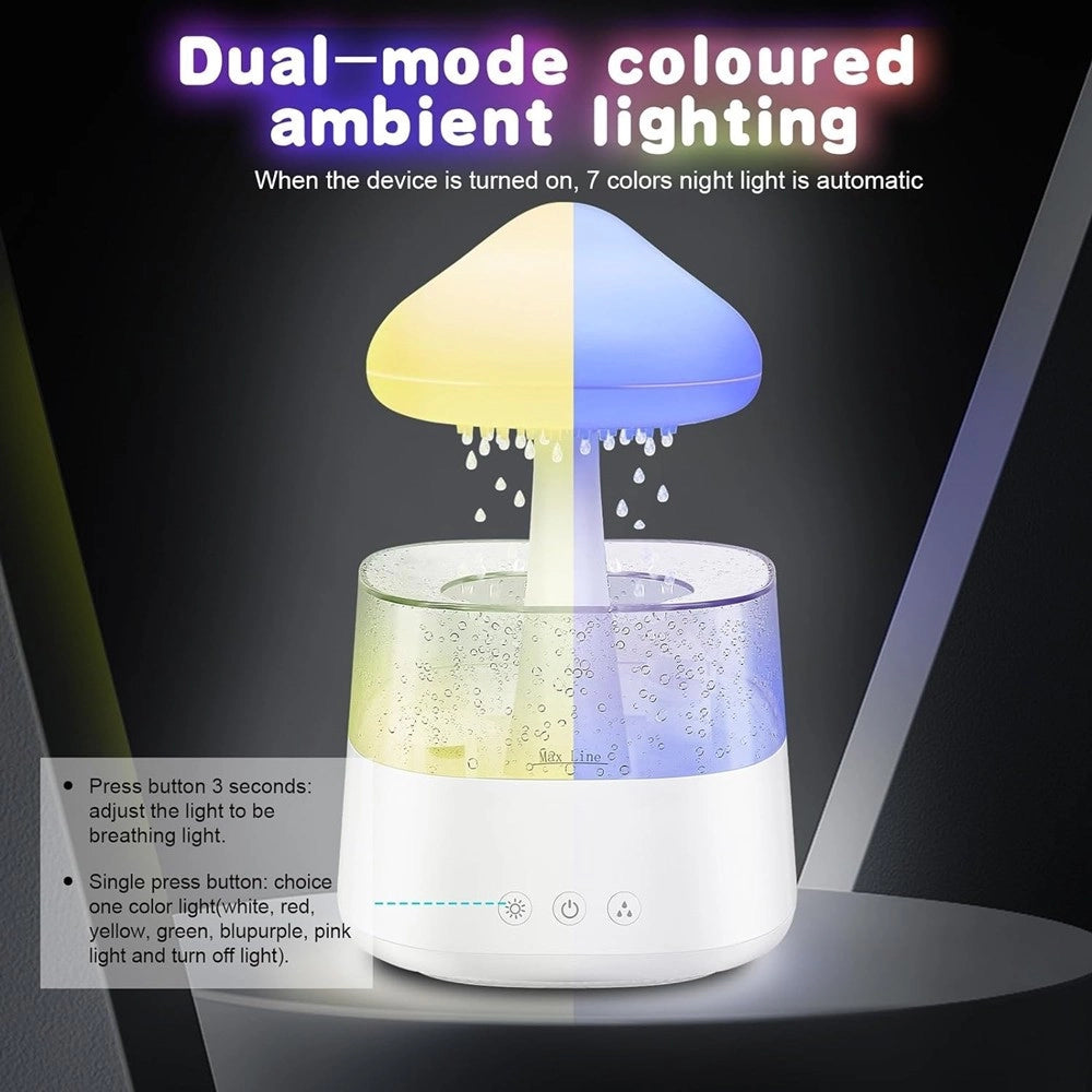 Trade Shop - Umidificatore Nuvola Di Pioggia Diffusore Oli Essenziali Aromaterapia Con 7 Luci -
