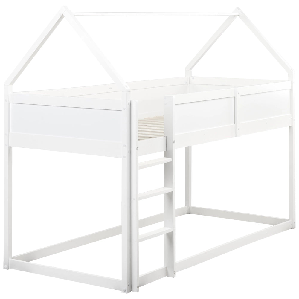 Letto a mezza altezza con rete a doghe 90 x 200 cm Struttura per bambini in legno di pino bianco
