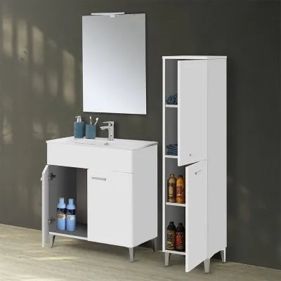 Colonna bagno a terra 150 H bianco con due ante  Martha