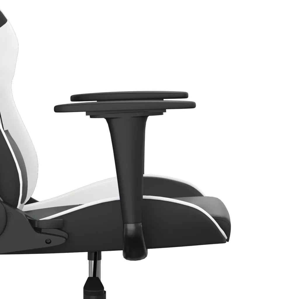 Sedia da Gaming | Sedia da e-sports Massaggiante Nera e Bianca in Similpelle