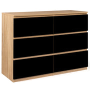 IDMarket - TOMI 110 cm cassettiera a 6 cassetti in legno effetto faggio e nero