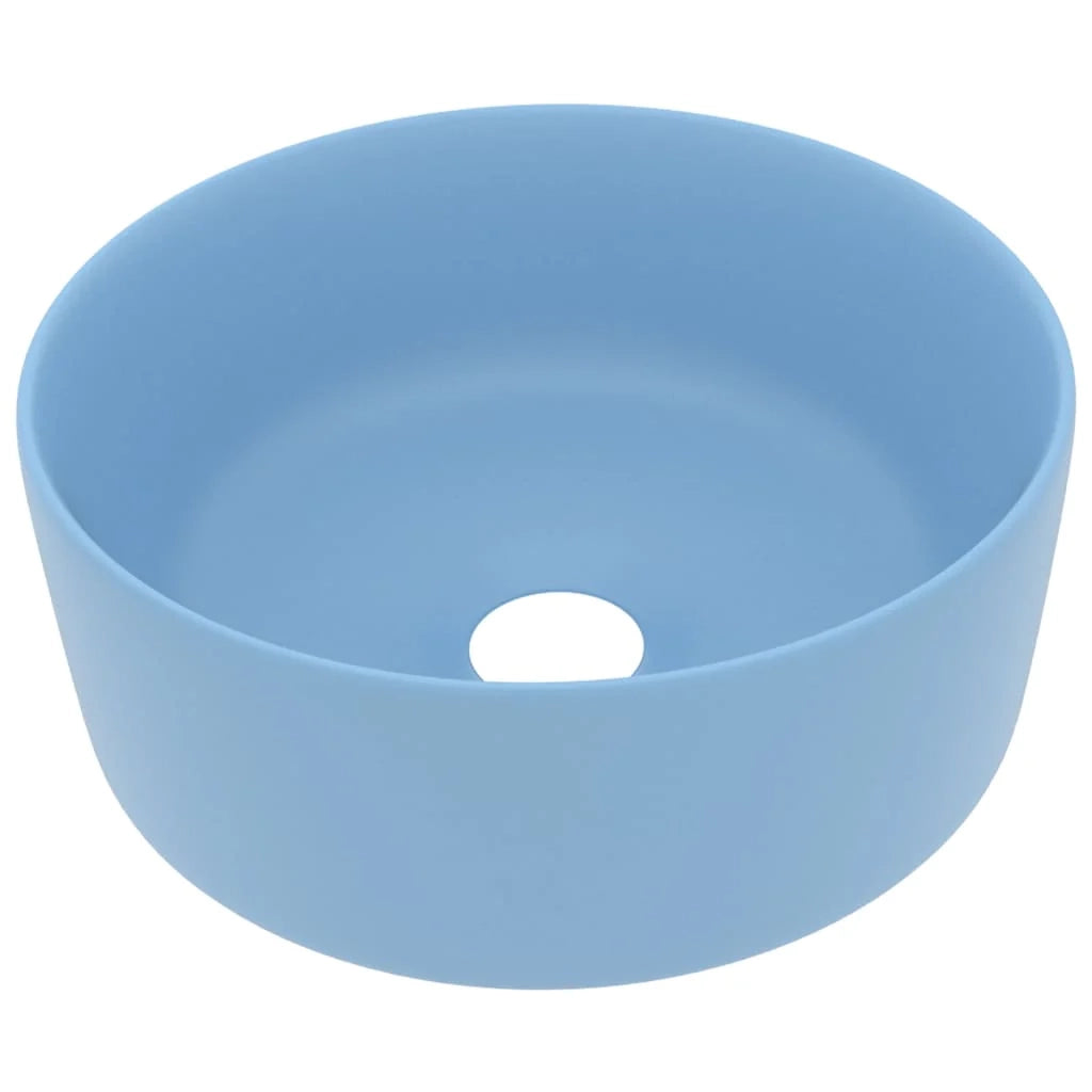 Lavabo da appoggio rotondo di lusso lavabo da bagno guardaroba cucina arredamento per la casa 40 x 15 cm ceramica azzurra opaca 02_0002753