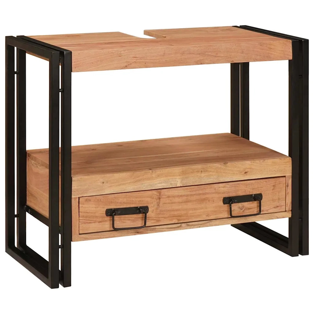Armadio da bagno con cassetto Marrone Legno di Acacia Massello 4102770