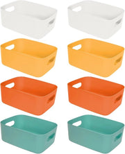 Set di contenitori di stoccaggio colorati - 8 pezzi - plastica - organizzatore per armadi cucina