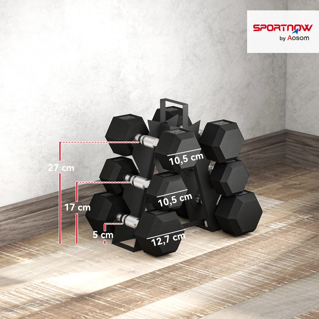 Set di manubri per allenamento 2x4kg 2x6kg 2x8kg con supporto ¨C zephmum ¨C nero