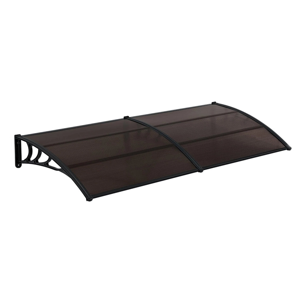 Pensilina per porta in alluminio e policarbonato ABS resistente alle intemperie 300 x 100 cm nero marrone 03_0004675