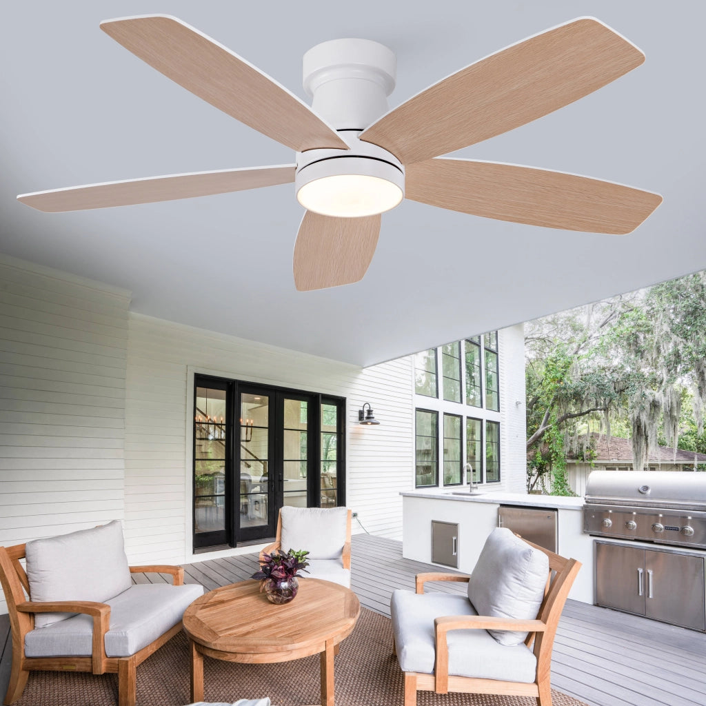 Ventilatore da soffitto 42 pollici con illuminazione e telecomando, 3 pale legno massello, 3CCT dimmerabile, 6 velocit¨¤ silenzioso