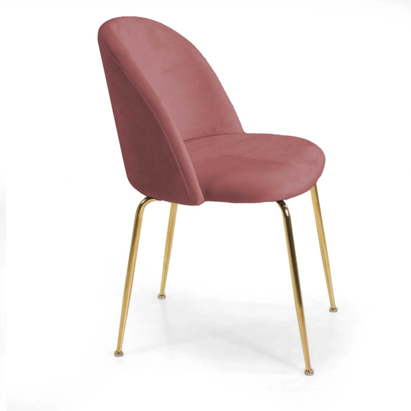 Sedia velluto Sammi rosa antico struttura oro cm 50x57h47/77,5
