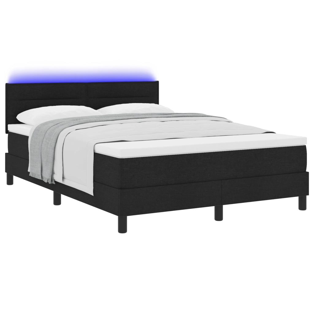 Letto a Box Spring con Materasso e LED Nero 140x190 cm Tessuto