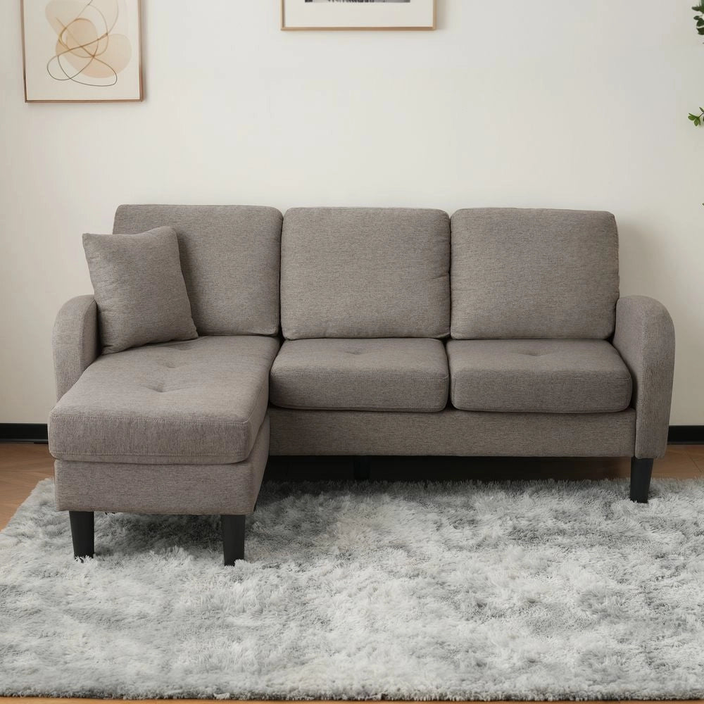 Divano angolare 3 posti - Xylo - 166x118x77 cm - Tessuto di cotone traspirante - Grigio scuro antico
