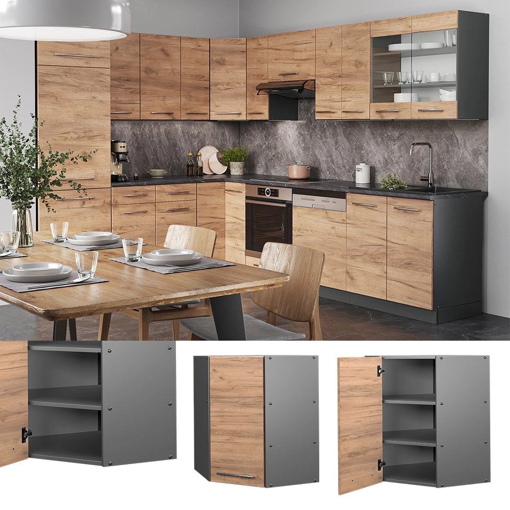 Mobile angolare da cucina Fame-Line Rovere dorato/Antracite 57 cm Vicco