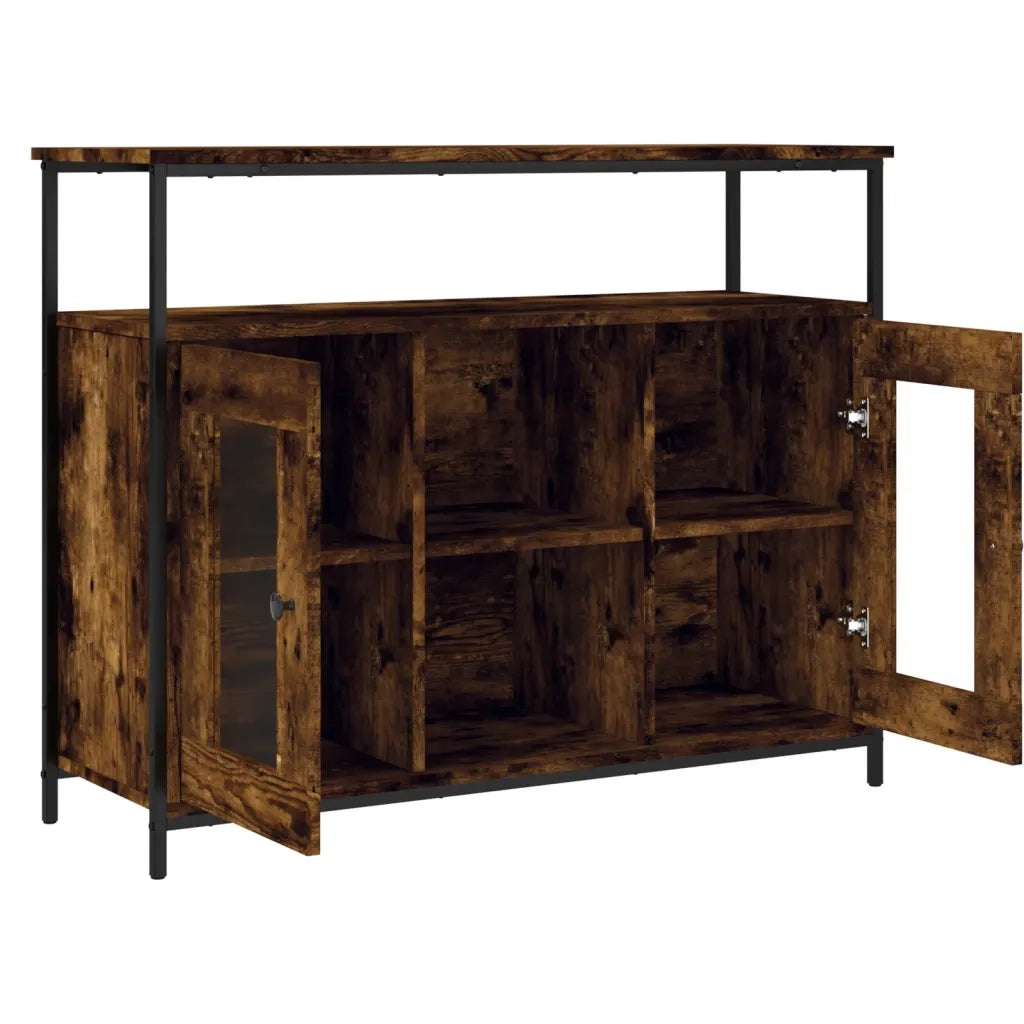 Credenza Rovere Fumo 100x35x80 cm in Legno Multistrato