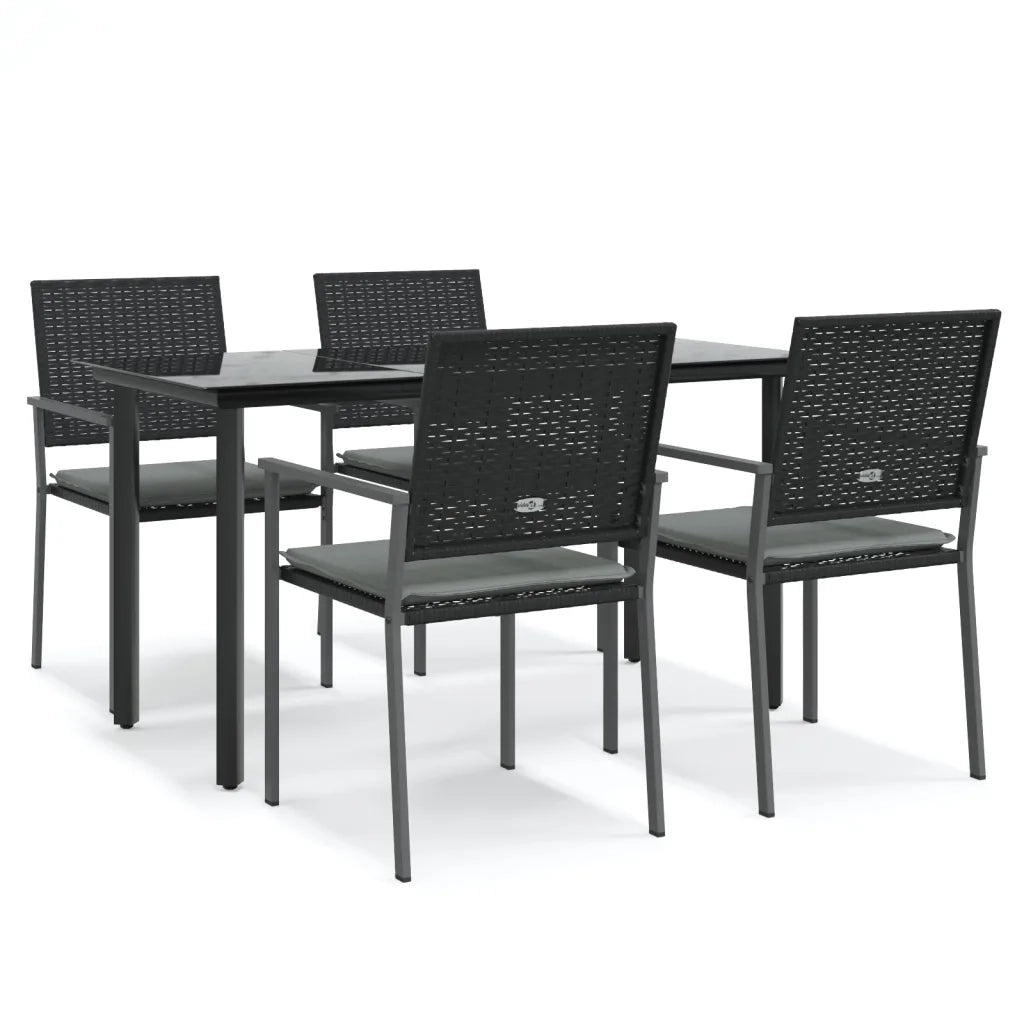Set Pranzo da Giardino 5pz con Cuscini in Polyrattan e Acciaio 3187021