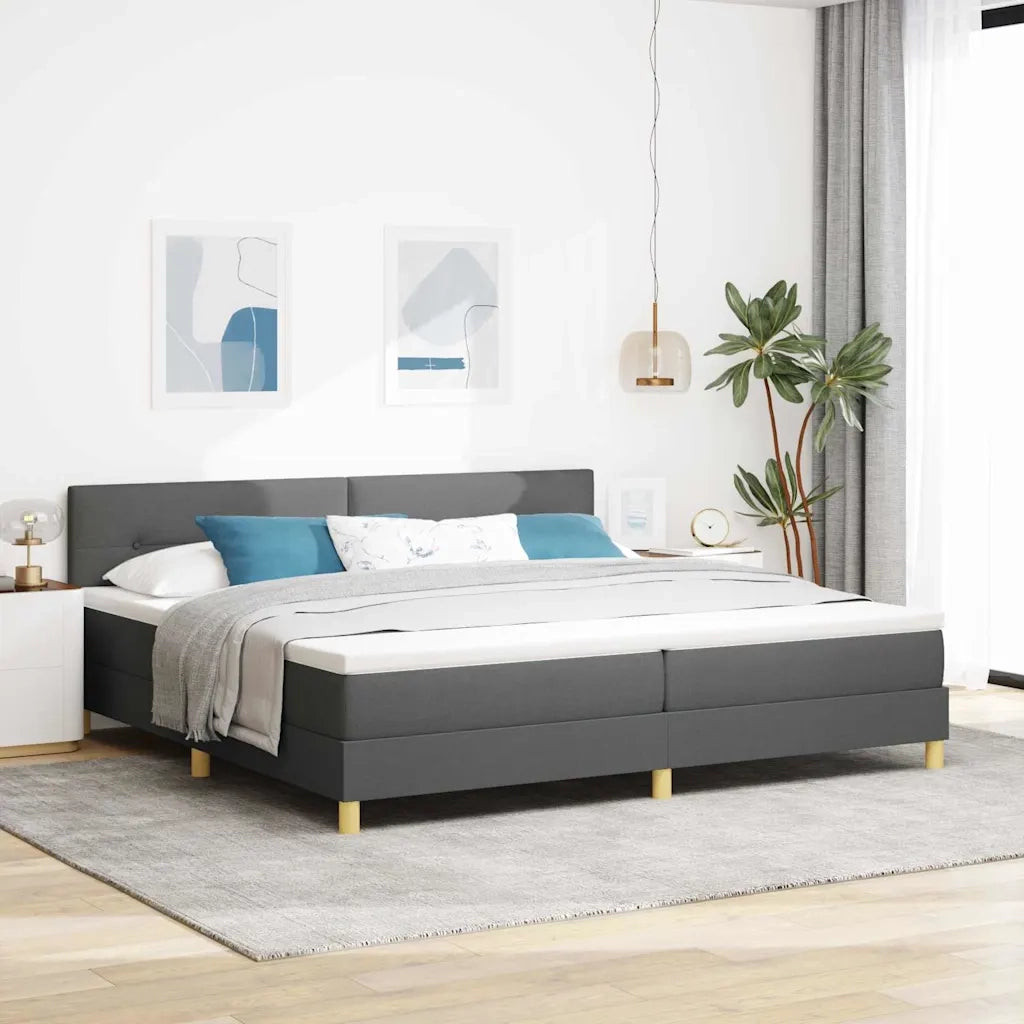 Letto a molle con cuscino Grigio scuro 200 x 200 cm Tessuto 3338945