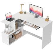 Scrivania Angolare Moderna con Ripiano Scorrevole e Scaffale ¨C Zephmum ¨C Bianco 90x50x