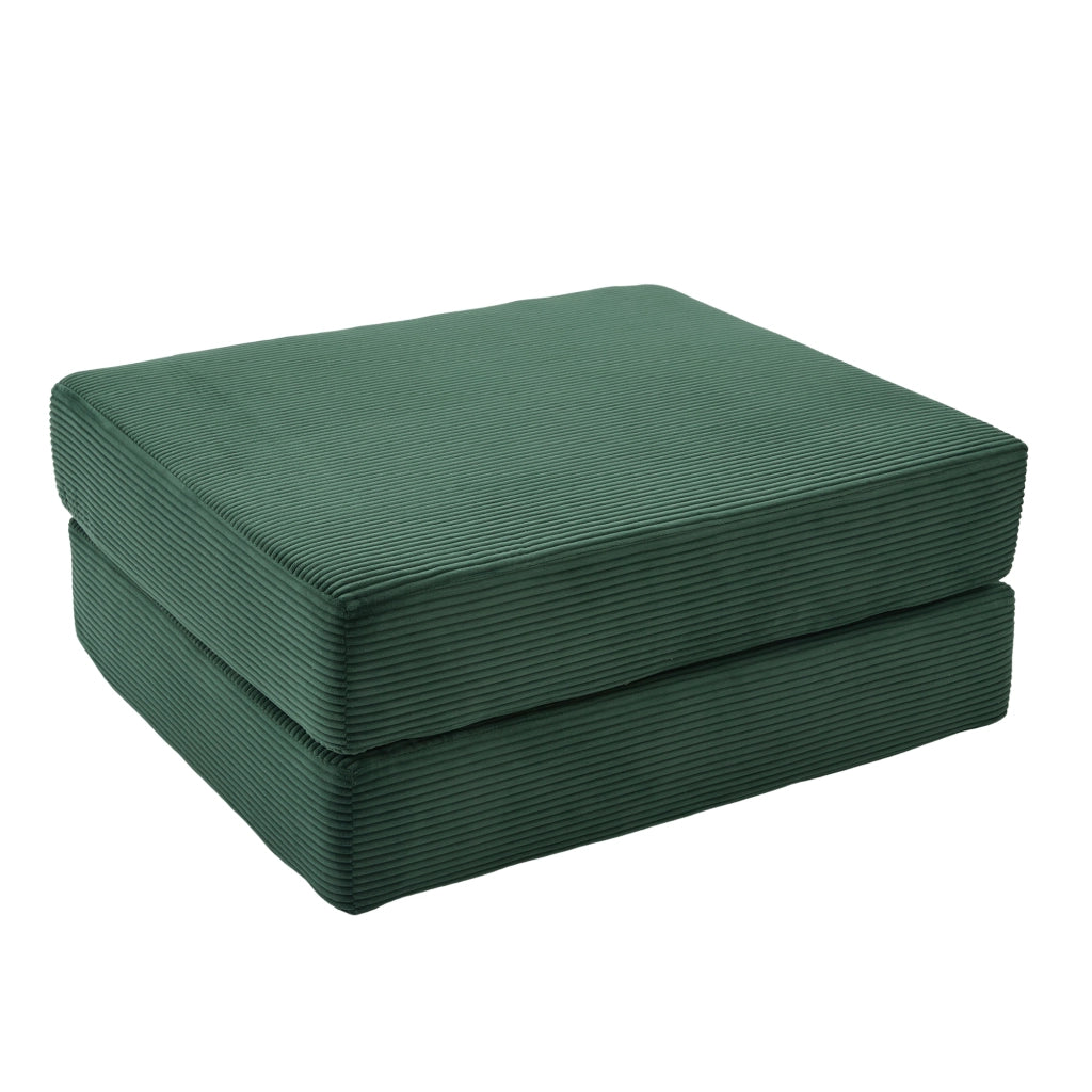 Poggiapiedi pieghevole con funzione letto e design modulare in velluto a coste - smeraldo